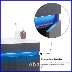 30 Bathroom Vanity with Sink, Radar Sensing Light, Large Storage Space black