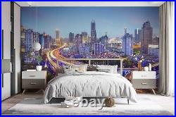 3D Building City Night View Self-adhesive Removable Wallpaper Murals Wall 334
