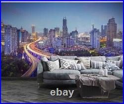 3D Building City Night View Self-adhesive Removable Wallpaper Murals Wall 334