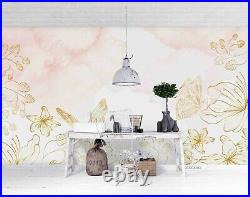 3D Watercolor Butterfly Floral Self-adhesive Removable Wallpaper Murals Wall 236