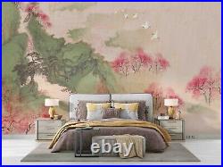 3D Watercolour Mountain Floral Self-adhesive Removable Wallpaper Murals Wall