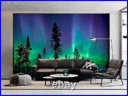 3D Woods Aurora Borealis Green Self-adhesive Removable Wallpaper Murals Wall 228