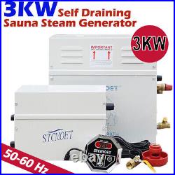 3KW Sauna Self-Draining Steam Generator Bathroom Spa Shower in Wet Steam Room