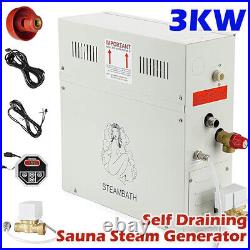 3KW Self-Draining Steam Generator Bathroom Spa Shower Sauna in Wet Steam Room