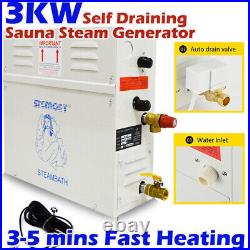 3KW Self-Draining Steam Generator Sauna Spa Shower Bathroom in Wet Steam Room US