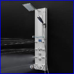 AKDY 51 In. 8-Jet Aluminum Shower Panel In Silver With Adjustable Rainfall