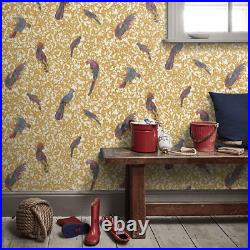 Barocco Birds White Gold Floral Textured Wallpaper