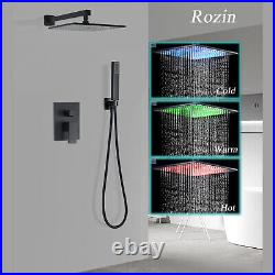 Bathroom LED 8101216 Rainfall Shower Faucet WithHand Shower Wall Mounted