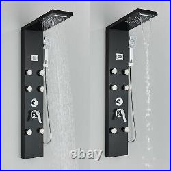 Bathroom Rain&Waterfall Shower Panel Tower System Massage Jet Stainless Steel