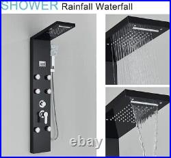 Bathroom Rain&Waterfall Shower Panel Tower System Massage Jet Stainless Steel