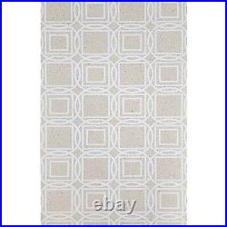 Beige Cream white trellis square circle geometric lines natural cork wallpaper