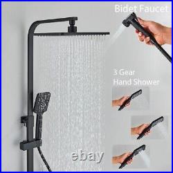 Black Bathroom Shower Faucet Set Smart Digital Display Mixer Tap Wall Mounted