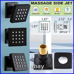 Black LED Shower Faucet System Massage Rain Head Combo Set Thermostatic Valve
