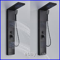 Black LED Shower Panel Tower System High Pressure Body Massage Jet WithHand Shower