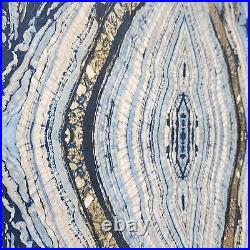 Blue gold metallic Kaleidoscope faux marble mineral stone Wallpaper York BH8398