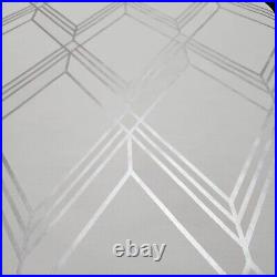 Brooklyn Diamond light gray off white silver metallic trellis line geo Wallpaper