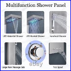 Brushed Nickel LED Shower Panel Tower System Massage Jets WithHand Shower
