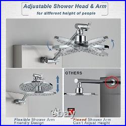 Brushed Shower Panel Tower Rainfall Shower Head Adjustable with 3 Modes Handheld