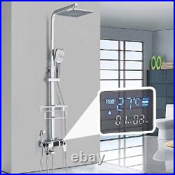 Chrome Thermostatic Digital Display Bathroom Rainfall Shower Faucet Mixer Tap