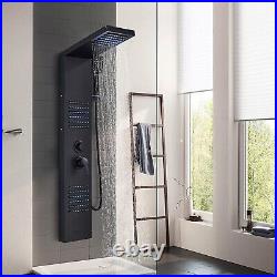 Columna de ducha de hidromasaje negro LED panel de ducha Set de 304acero sistema