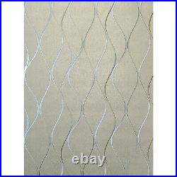 Contemporary Modern Textured Wallpaper white Wavy lines Wave brass gold Metallic