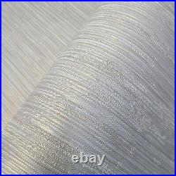 Cream gold metallic stria lines faux fabric texture plain textured wallpaper 3D