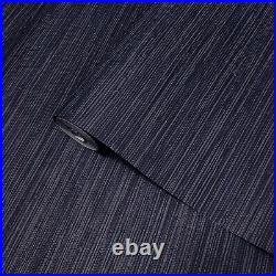 Dark navy blue heavy vinyl faux grasscloth textured plain wallpaper rolls modern