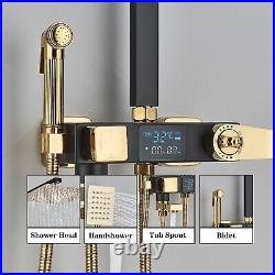 Display Shower Faucet Set Bathroom Fixtures Faucet Thermostatic Valve Black&Gold