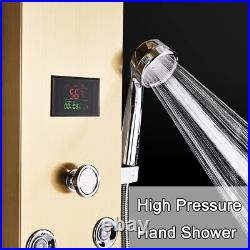 ELLO&ALLO Gold LED Shower Panel Tower System Rainfall Head Massage Body Spa Jets