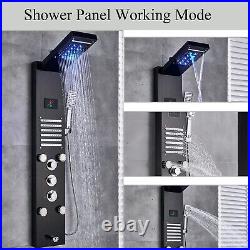 ELLO&ALLO LED Shower Panel Tower Rainfall &Waterfall Massage Body System Jet
