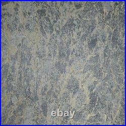 Embossed Grayish Blue Gold metallic faux plaster modern textured wallpaper rolls