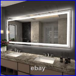 Extra Large LED Bathroom Mirror Dual Lightstrip Frameless Makeup Mirror Anti-Fog