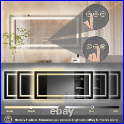 Extra Large LED Bathroom Mirror Dual Lightstrip Frameless Makeup Mirror Anti-Fog