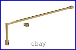 Fixed Wetroom Shower Glass Support Arm Bar 1000mm for 8mm Screen Brushed Brass F