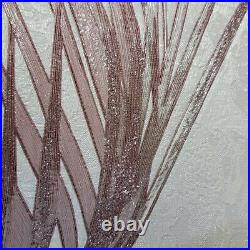 Floral Palm Leaves metallic ivory Cream Pink textured wallpaper rolls 3D