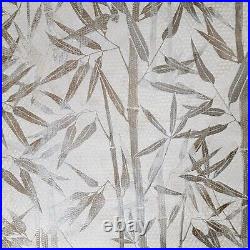 Floral bamboo leaves off white brown bronze metallic textured hexagon wallpaper