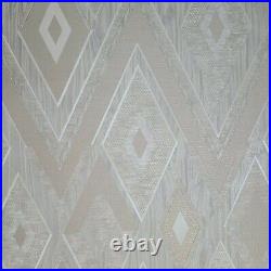 Geometrical diamonds Beige Silver champagne metallic wood textured wallpaper 3D
