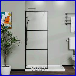 Goodyo 34 Shower Screen Door Walk-in Wet-room, Black, 3-panel Style