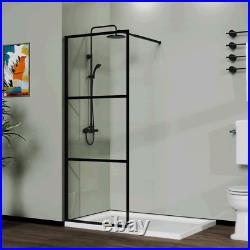 Goodyo 34 Shower Screen Door Walk-in Wet-room, Black, 3-panel Style