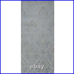 Gray Graphite blue metallic off white damask Victorian natural cork wallpaper 3D