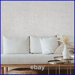 Gray off white gold cream faux Sackcloth Woven fabric textured plain wallpaper