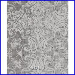 Gray silver metallic matte white damask Victorian natural real cork wallpaper 3D