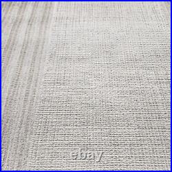 Grayish tan off white cream striped faux sackcloth grasscloth textured wallpaper