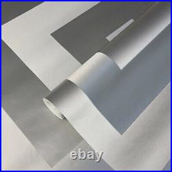 Greek Key Gray Silver Metallic Shiny Geometric Wallpaper