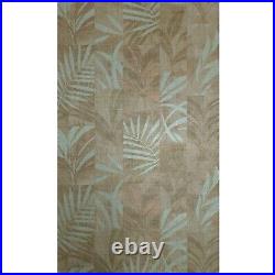 Green bronze Textured herbal floral leaves faux fabric patchwork tiles Wallpaper