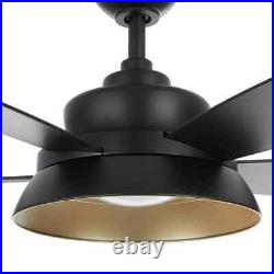 Home Decorators Kempston 52 in. Integrated LED Outdoor Matte Black Ceiling Fan