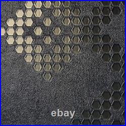 Honeycomb dots Black Bronze Metallic textured square ornaments Wallpaper roll 3D