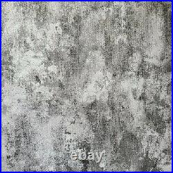 Industrial White Gray Black Silver faux plaster fabric modern textured wallpaper
