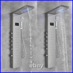 LED Brushed Nickel Shower Panel Tower Multi-Function Shower Spout For Home Hotel