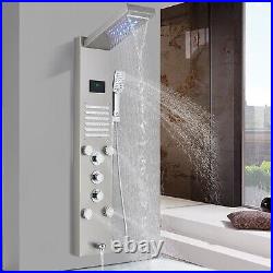 LED Rain&Waterfall Shower Panel Tower System Stainless Steel With3-way Hand Shower